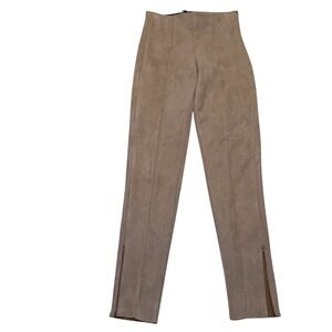 ZARA Faux Suede High Waist Riding pants Tan zip leg‎ Size S